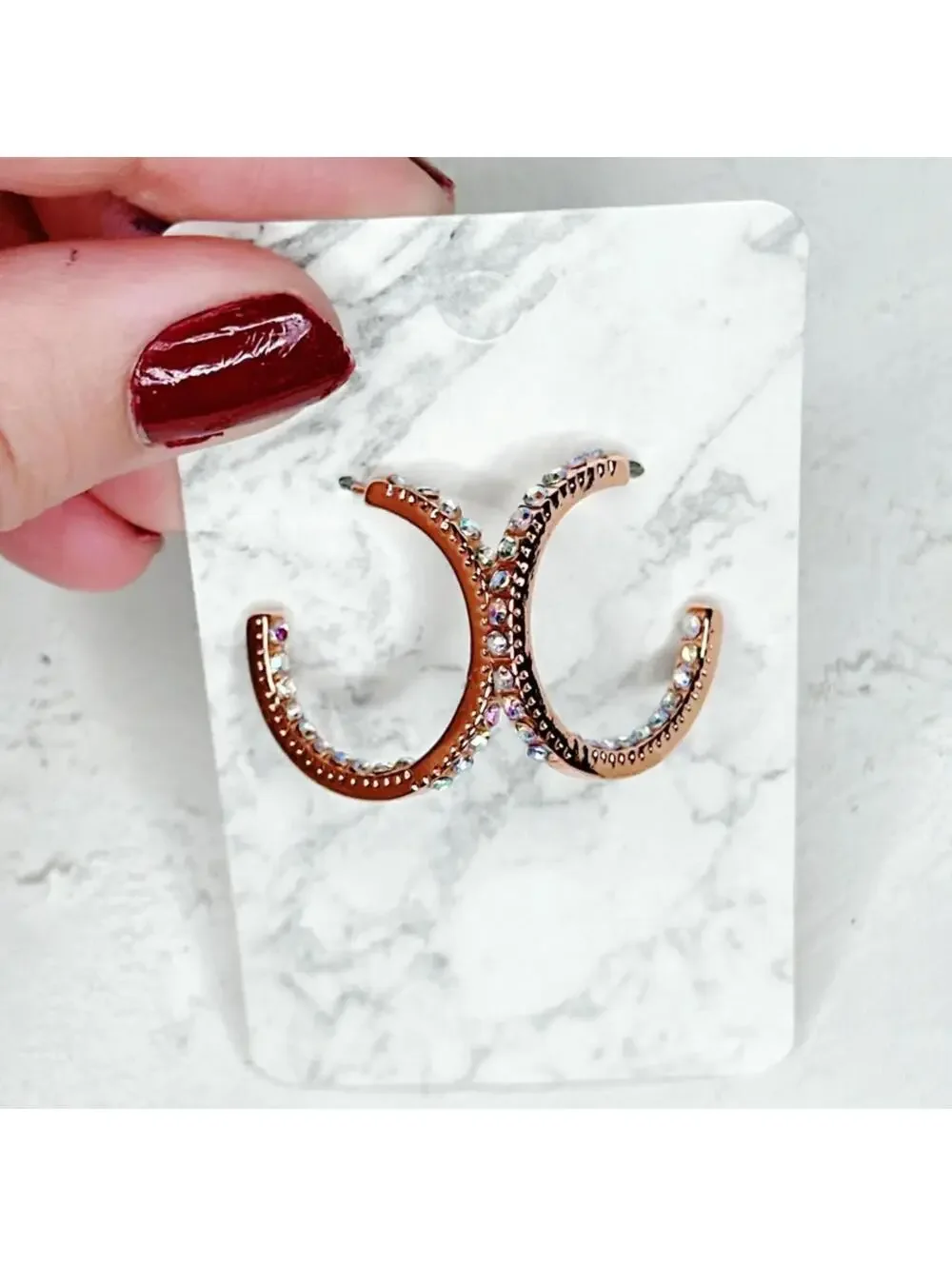7488u. Rosegold Tone Hoop Earrings